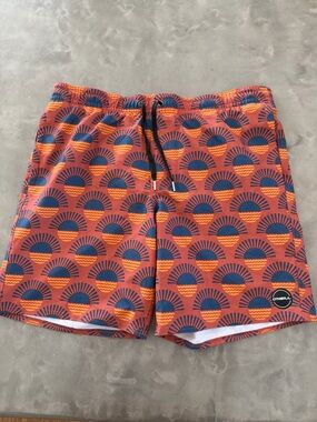 O'Neill Orange and Blue Men's Swim Board Shorts